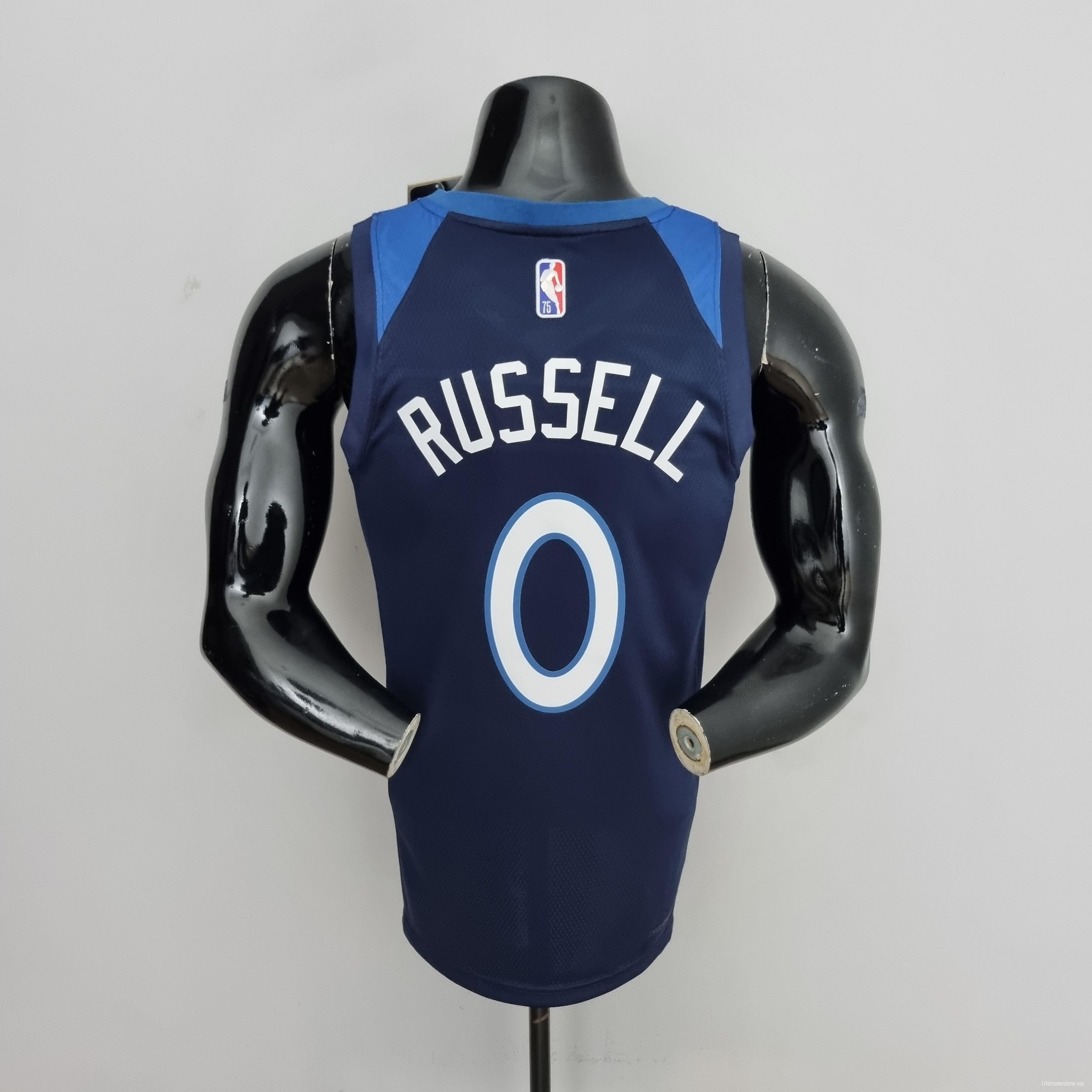 75th Anniversary Minnesota Timberwolves Russell #0 Royal Blue NBA Jersey