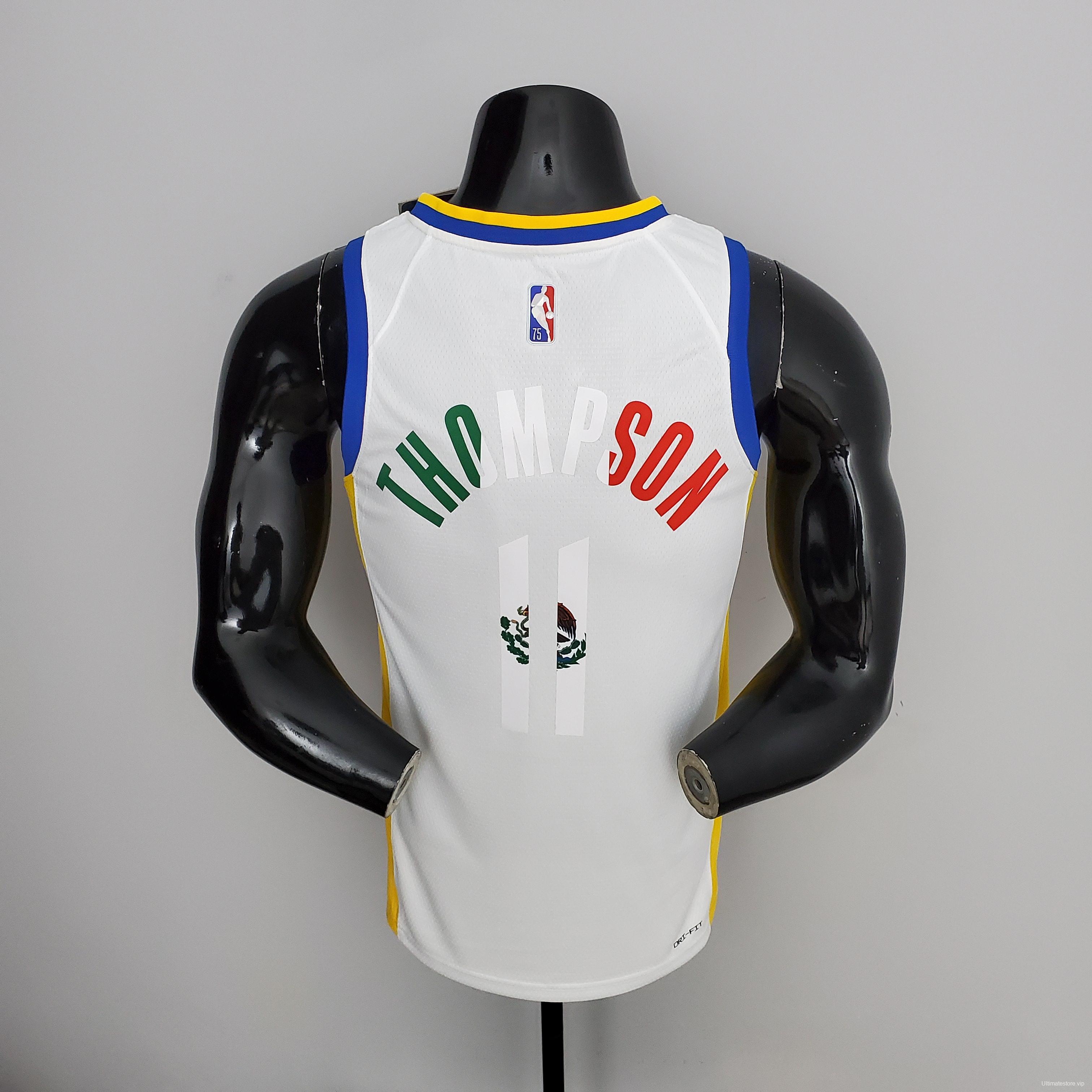 75th Anniversary Golden State Warriors Thompson #11 Mexico Edition White NBA Jersey