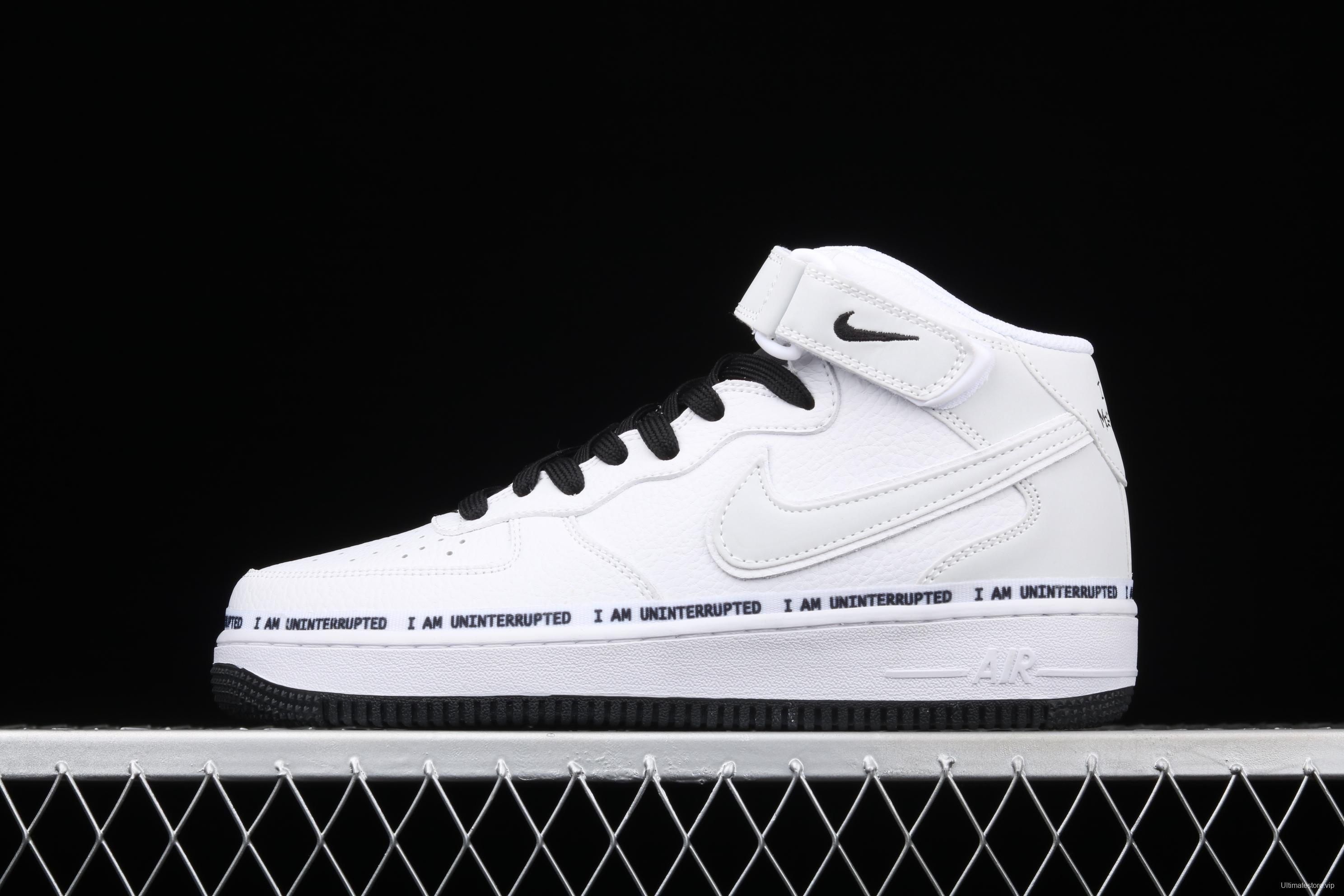 NIKE Air Force 11607 Mid x Uniterrupted white and blue graffiti James co-signed the same 3M reflective medium-side leisure sports board shoes BC2306-460