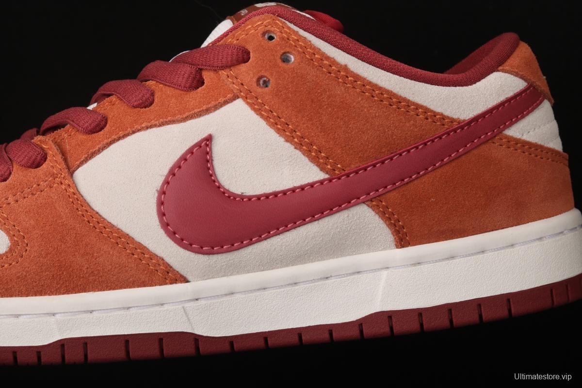 NIKE SB DUNK Low Pro brown-red color matching low-top casual board shoes BQ6817-202