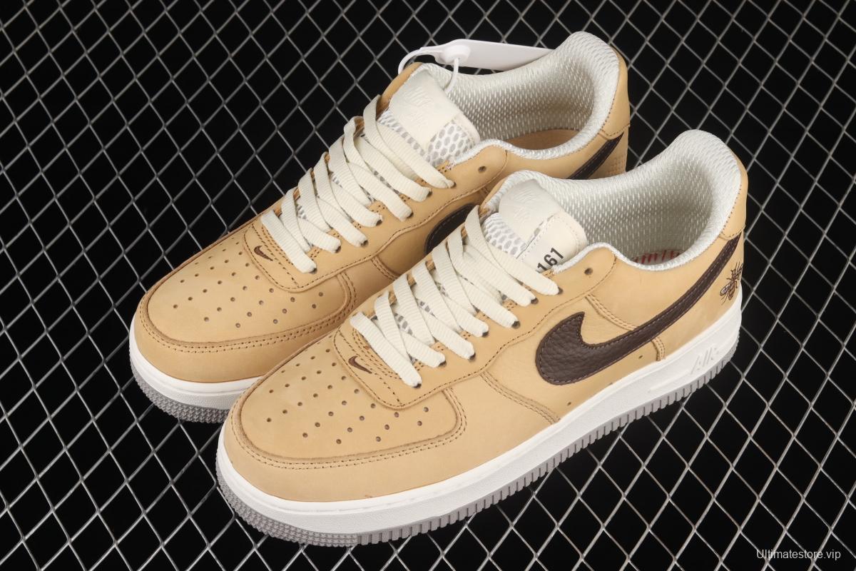 NIKE Air Force 11607 Low Manchester Bee khaki brown Manchester bee suede low-top casual board shoes DC1939-200