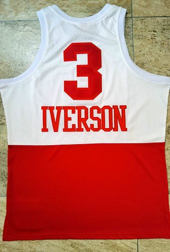 Men's Allen Iverson White And Red Retro Classic Team Jersey