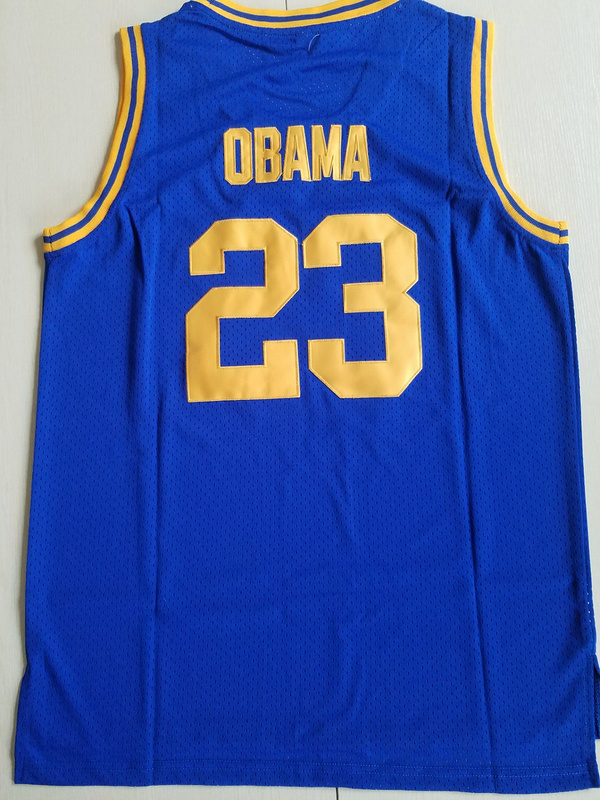 EJ Barack Obama 23 Punahou High Blue Basketbal Jersey