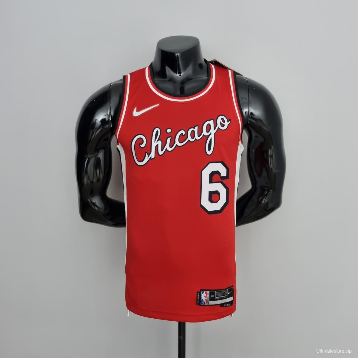 75th Anniversary 2022 Season Chicago Bulls CARUSO #6 City Edition Red NBA Jersey