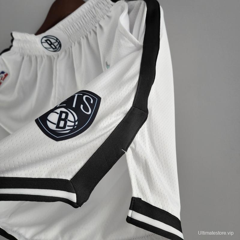 75th Anniversary Brooklyn Nets White NBA Shorts