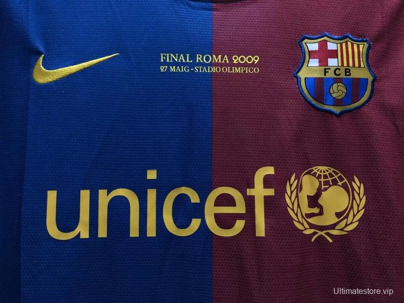 Retro 08/09 Barcelona Home Champions Version Soccer Jersey