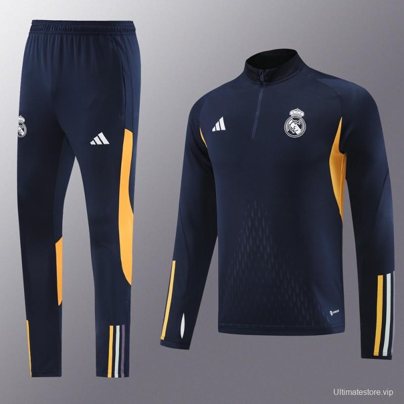 23/24 Real Madrid Navy Half Zipper Jacket+Pants