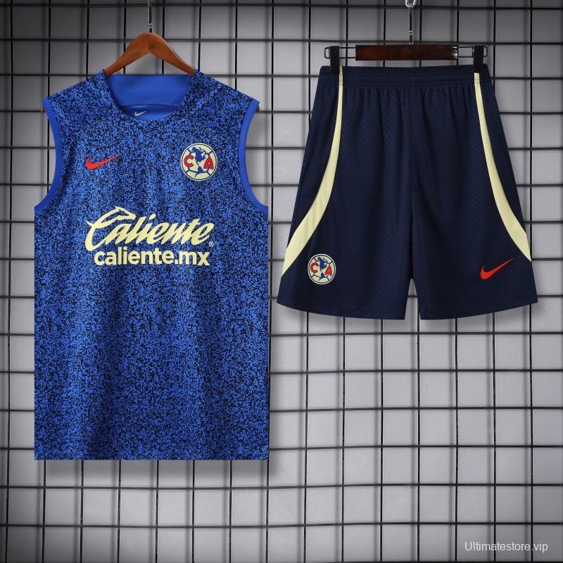 24/25 Club America Blue Vest Jeresy+Shorts