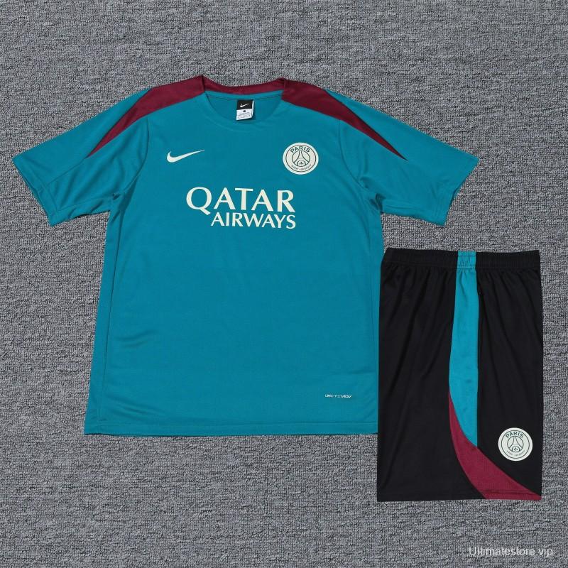 23/24 PSG Cotton Blue  Short Sleeve Jersey+Shorts