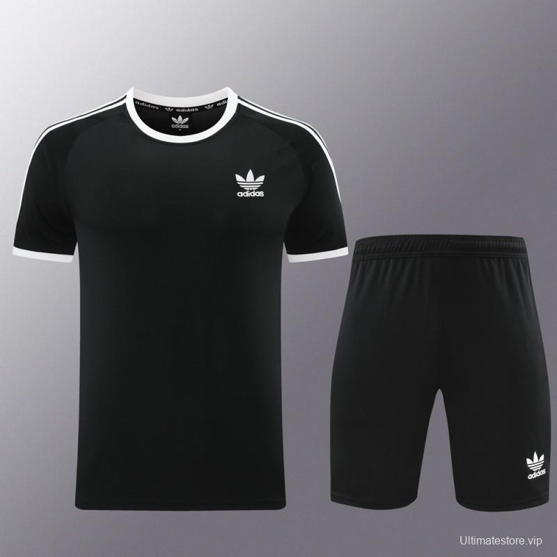 24/25 Adidas Original Black Short Sleeve Jersey+Shorts