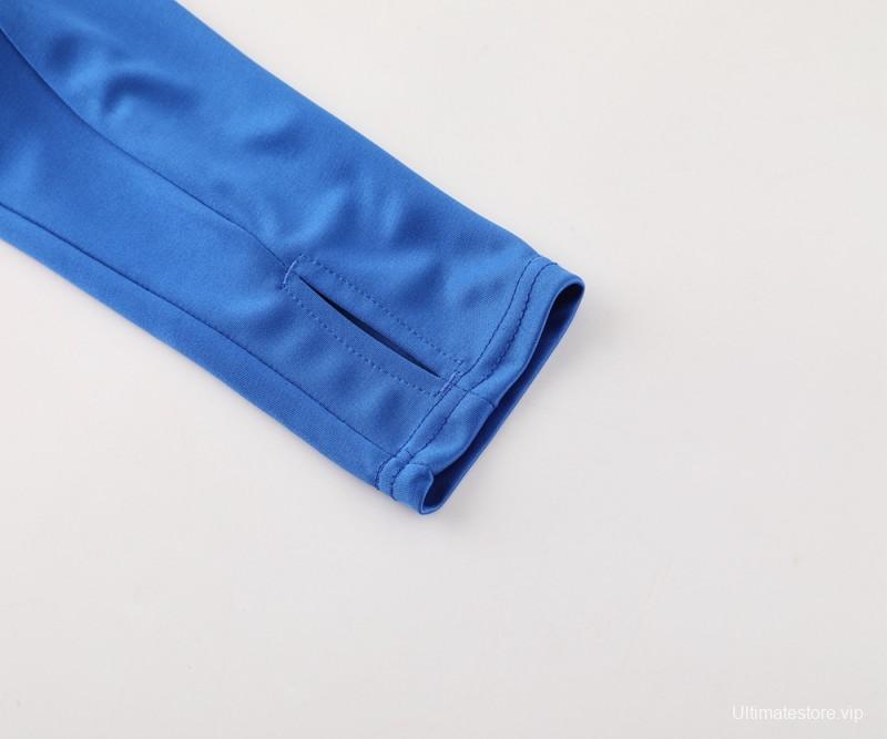 2024 Adidas Blue Half Zipper Jacket +Long Pants