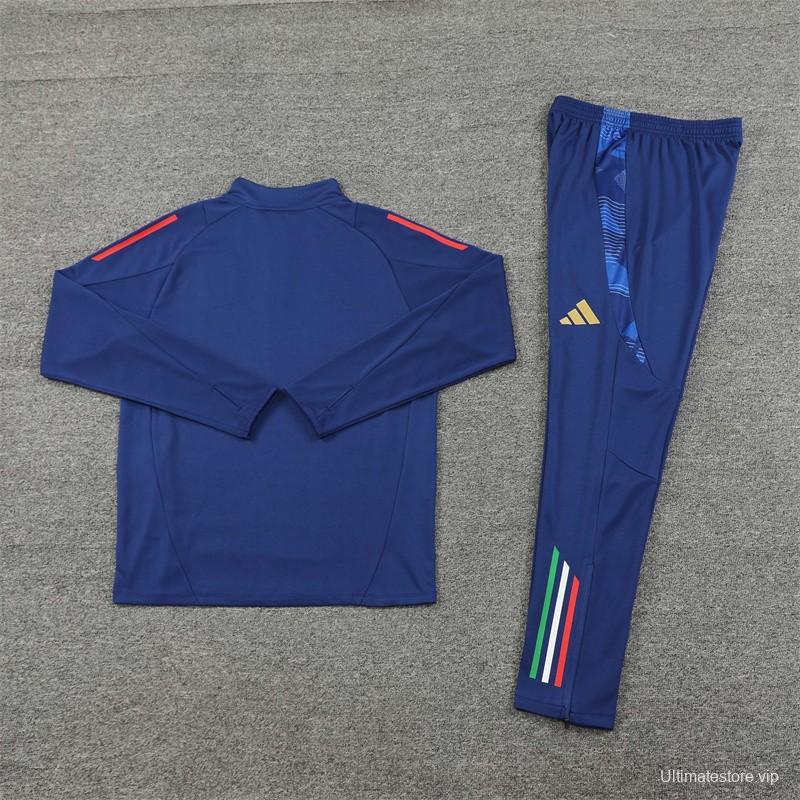 2024 Italy Navy Half Zipper Jacket+Long Pants