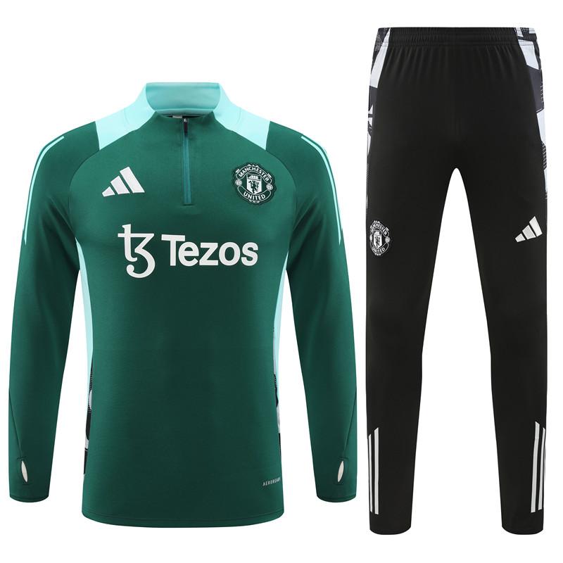 24/25 Manchester United Green Half Zipper Jacket+Long Pants