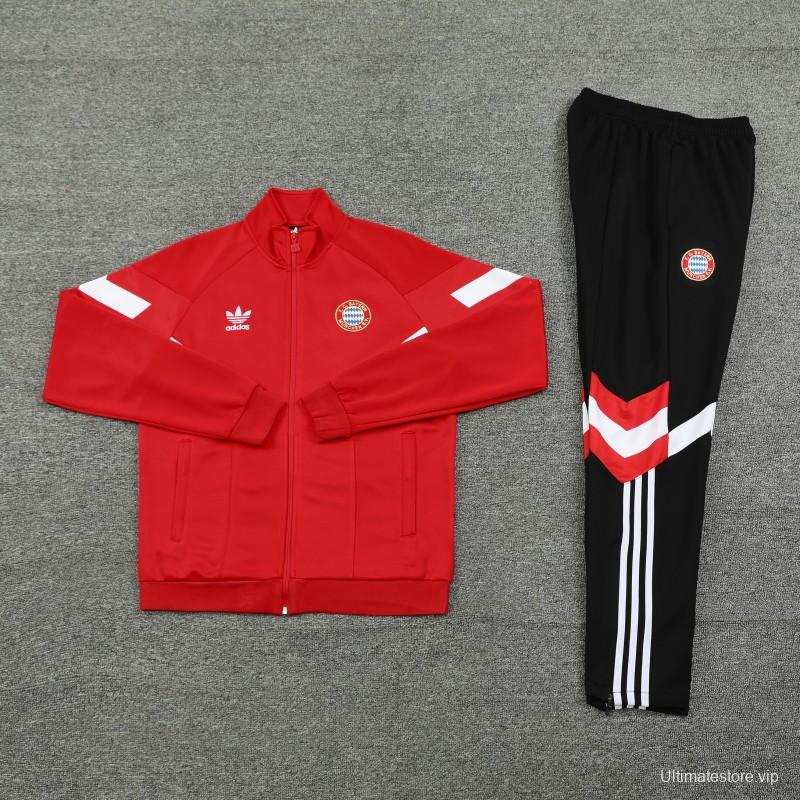 24/25 Bayern Munich Red Full Zipper Jacket +Long Pants