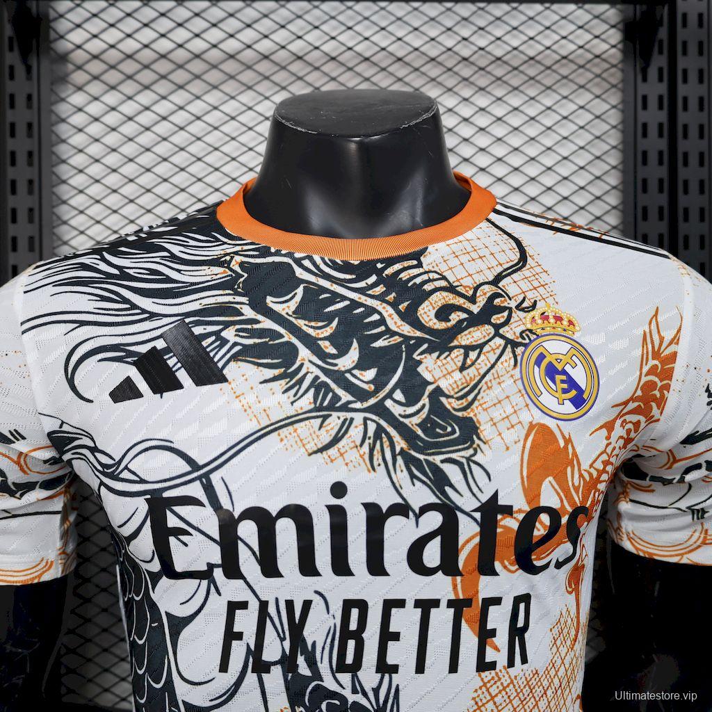 2025/26 Player Version Real Madrid Black And White Dragon Version Jersey