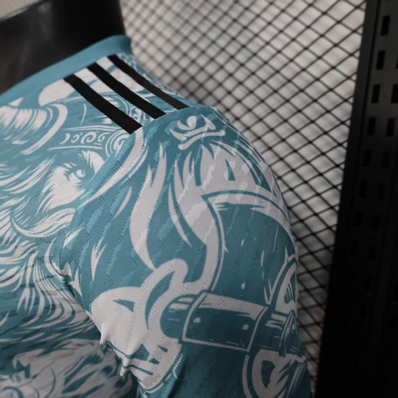 Player Version 25/26 Real Madrid Light Blue with Viking Warrior Pattern Jersey