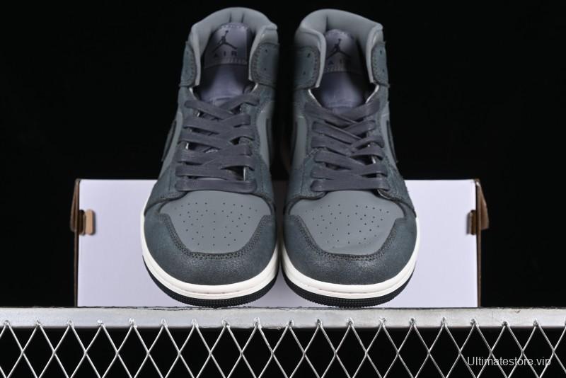 Nike Air Jordan 1 Mid Basketball Shoes in Space Gray - FJ3448-001