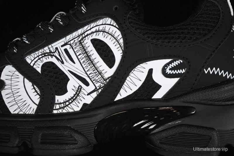Dior Chrono Round Toe Lace-Up Lifestyle Casual Running Sneakers - 6865 BLACK WHITE