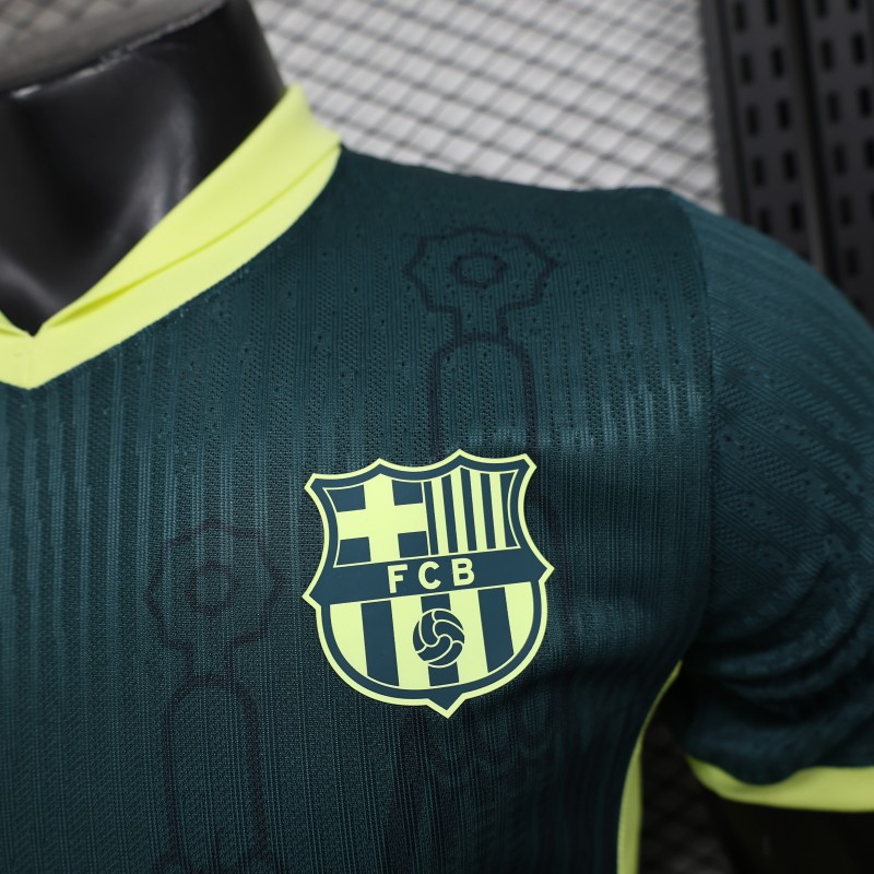 Player Version 25/26 FC Barcelona Dark Green with Neon Yellow Trim Jersey