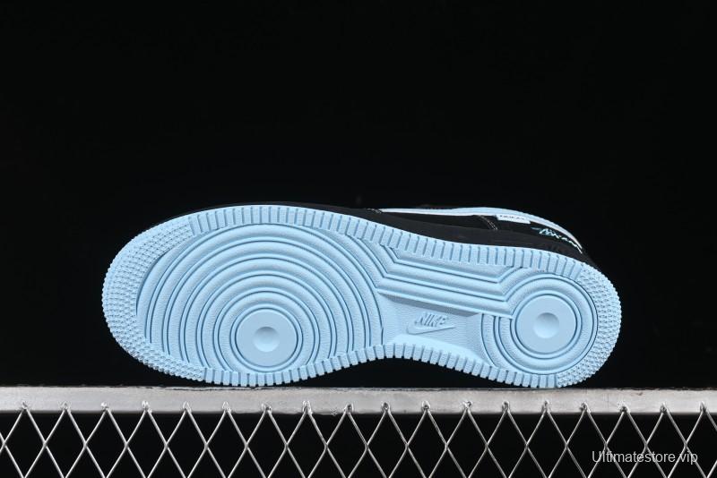 Nike Air Force 1 '07 Low Stussy Collaboration - Black Tiffany Low-Top Casual Sneakers - KK1988-008