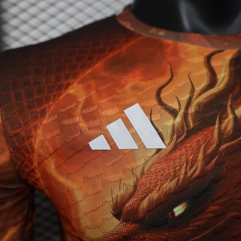 Player Version 25/26 Real Madrid NA ZHA Orange with Dragon Warrior Jersey