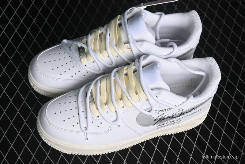 Nike Air Force 1 '07 Low Silver Hook Off-White Style Casual Sneakers - ZH0316-049