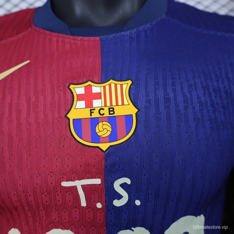 Player Version 25/26 FC Barcelona Home  with Pink "T.S. 1989" Jersey