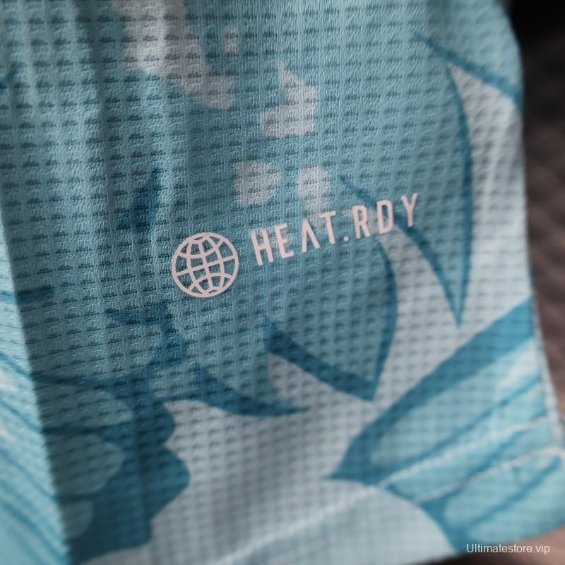 Player Version 2025 Algeria Light Blue with Tropical Leaves Pattern Jersey