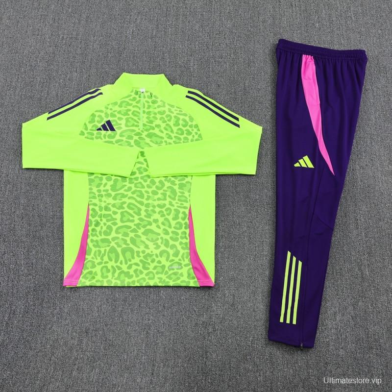 2025 Adidas Purple/Neon Green Half Zipper Jacket +Long Pants