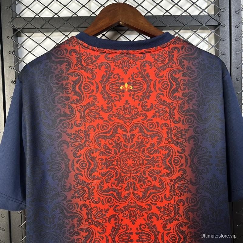 25/26 PSG  Paris Saint-Germain Navy with Red Ornate Pattern Jersey