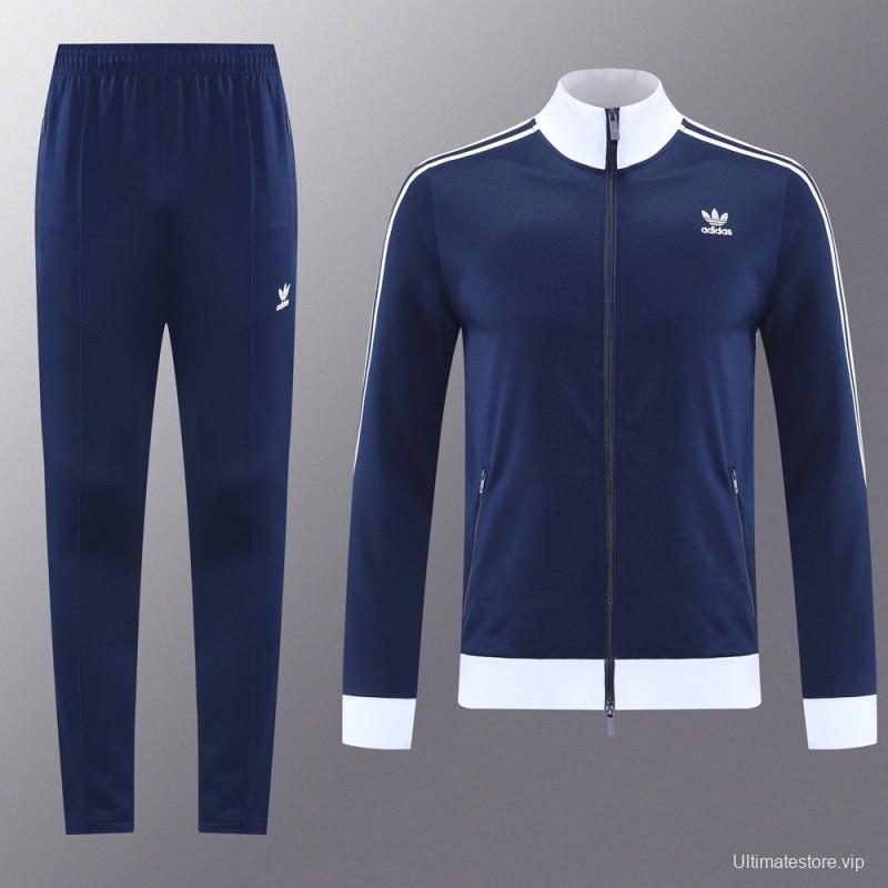 2025 Adidas Original Navy Full Hoodie Zipper Jacket +Long Pants