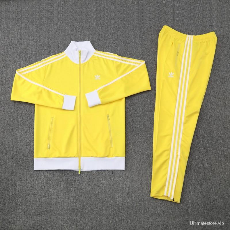 2025 Adidas Original Yellow Full Hoodie Zipper Jacket +Long Pants