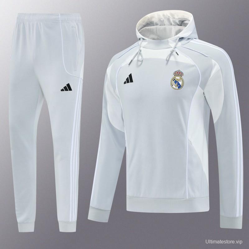 25/26 Real Madrid Hoodie Full Zipper Jacket + Long Pants