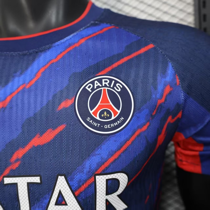 Player Version 25/26 PSG Paris Saint-Germain Blue with Red Lightning Pattern Jersey