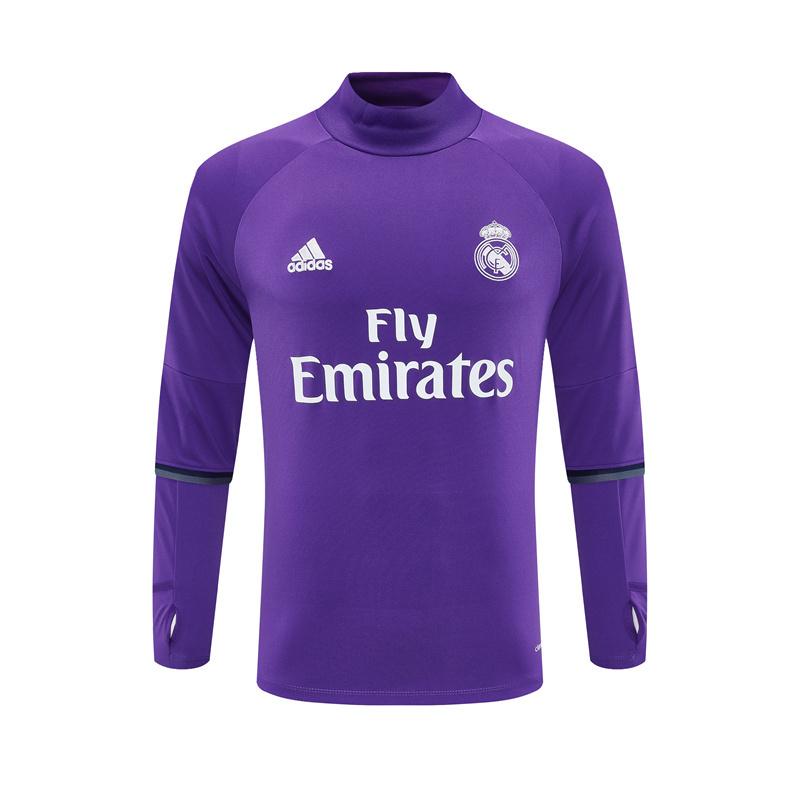 Retro 16/17 Real Madrid Purple Half Zipper Jacket+Long Pants