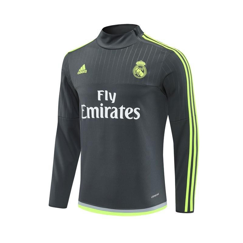 Retro 15/16 Real Madrid Dark Grey Half Zipper Jacket