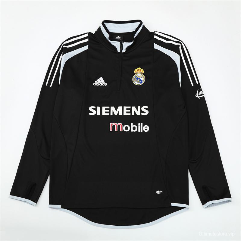 Retro 04/05 Real Madrid Black Half Zipper Jacket+Long Pants