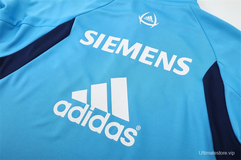 Retro 05/06 Real Madrid Light Blue Half Zipper Jacket+Long Pants