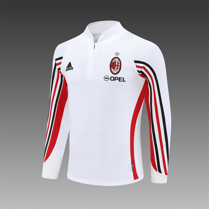 Retro 03/04 AC Milan White Half Zipper Jacket