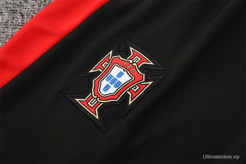 25/26 Portugal Black Half Zipper Jacket+Long Pants
