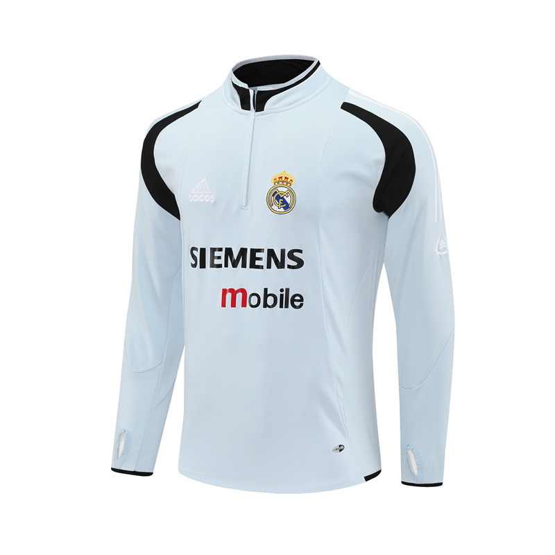 Retro 04/05 Real Madrid Light Grey Half Zipper Jacket