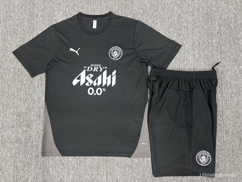 25/26 Kids Manchester City Black Short Sleeve+Soccer Shorts