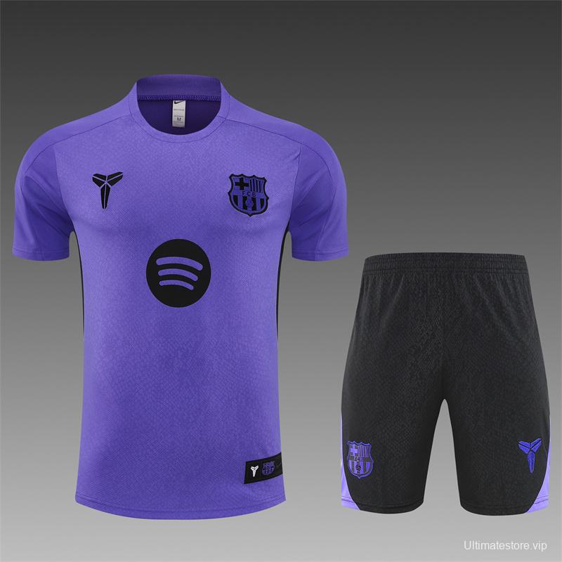 25/26 Barcelona Purple Joint Edition with XS Short Sleeve+Soccer Shorts