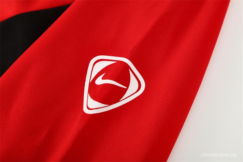 Retro 02/03 Manchester United Red Half Zipper Jacket+Long Pants