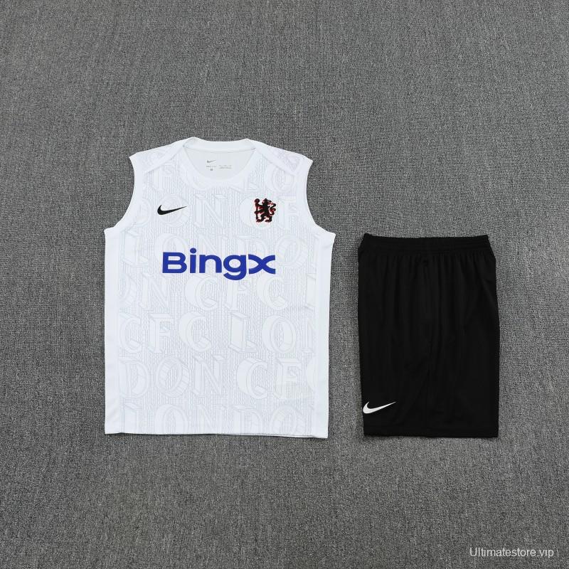 25/26 Chelsea White Vest Jersey+Shorts