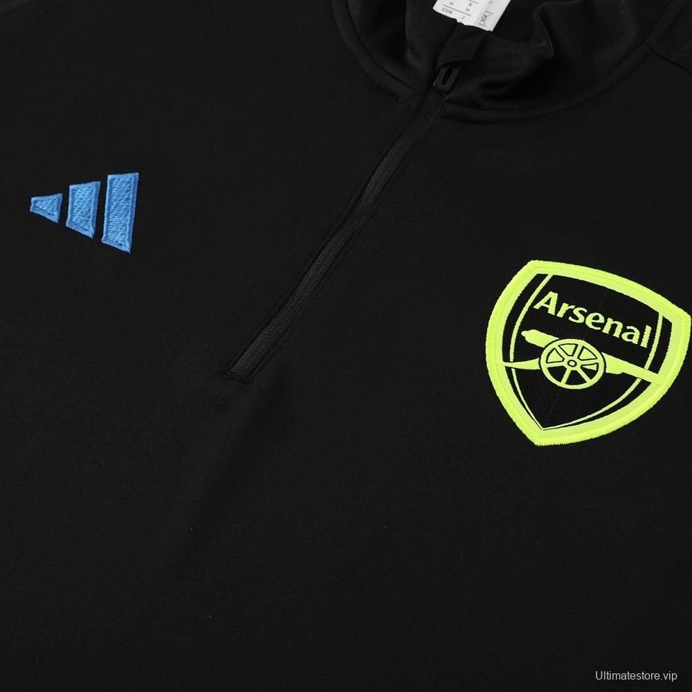 23/24 Arsenal Black S-2XL Half Zipper Jacket+Long Pants