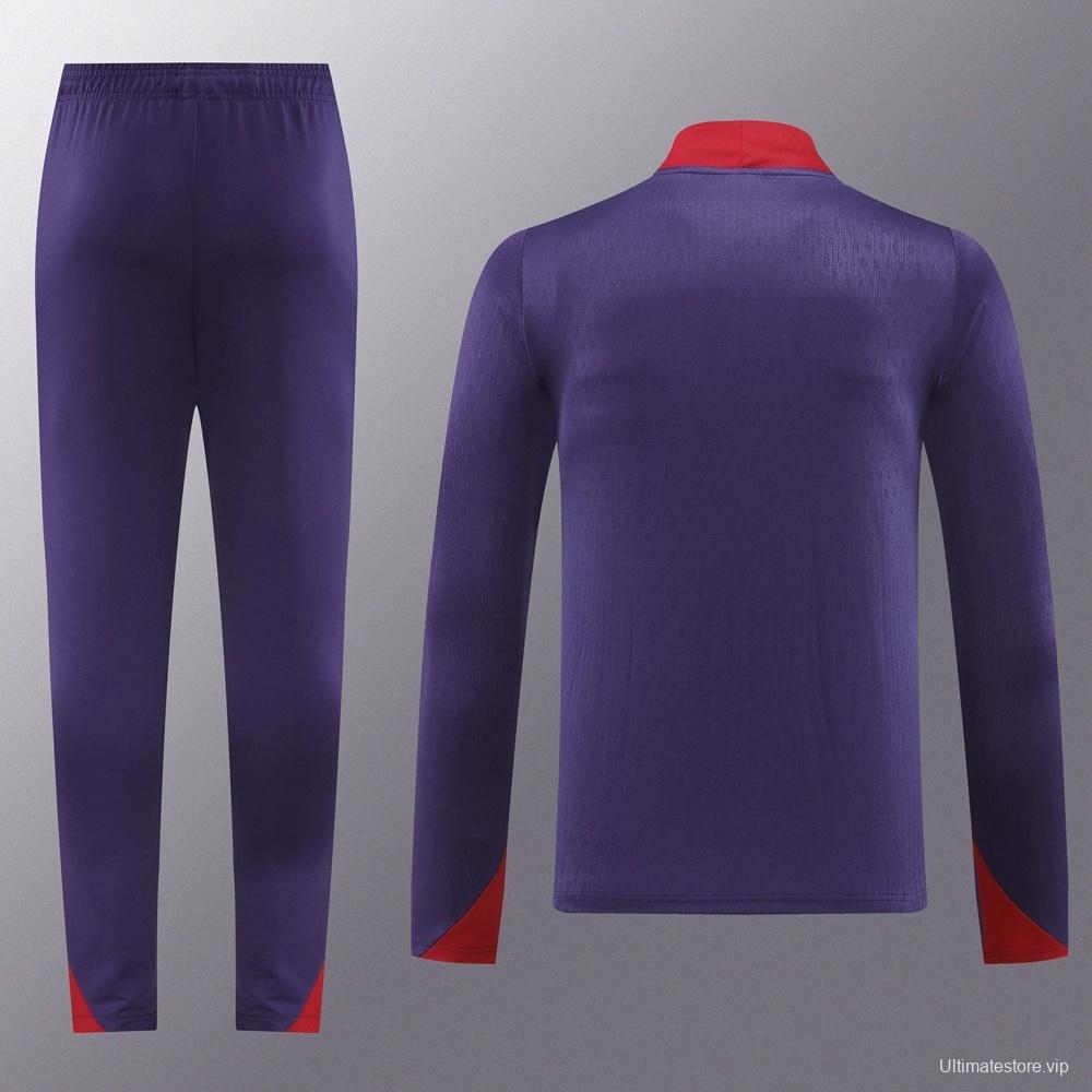 2025 England Purple Half Zipper Jacket+Long Pants