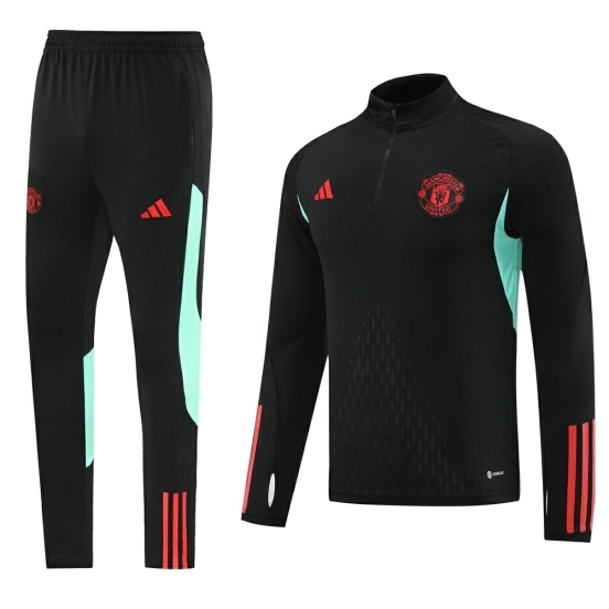 25/26 Manchester United Black Half Zipper Jacket+Long Pants