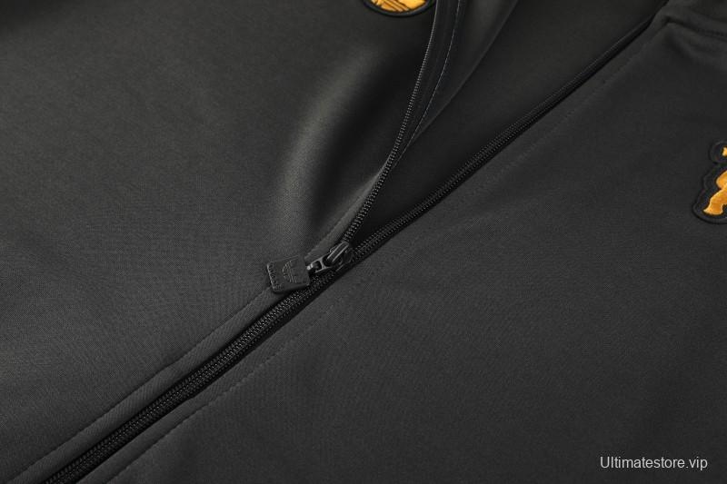 25/26 Manchester United 08 Dark Gray Half Zipper Jacket+Long Pants S-2XL