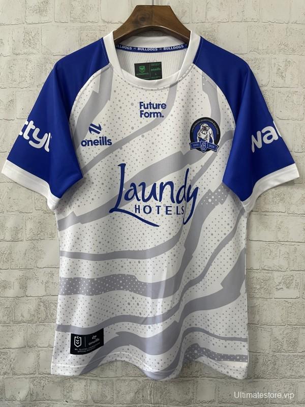 25/26 Canterbury Bankstown Bulldogs Grey with Blue Sleeves and Wave Pattern Jersey